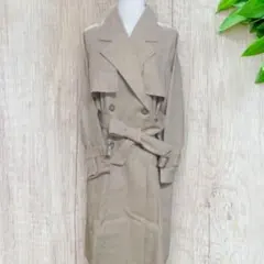 KBF リネン混 トレンチコート M ベージュ ロングコート ベルト付き 734