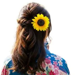 髪飾り ひまわり 1本 大人 子供 コサージュ 和装 浴衣 結婚式 hset24