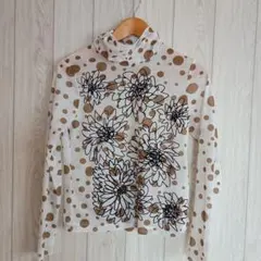 未使用 ヒロコビス フロッキーチュールメッシュ ハイネックデザインカットソー