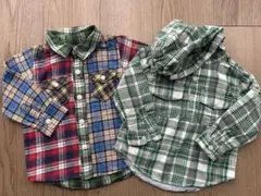 【セット】チェックシャツ 長袖 グリーン レッド 90 ユニクロ gap