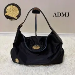 ADMJ 肩かけバッグ 革 金具 ブラック ブルー高級感のサムネイル