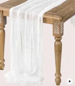 【90cm×180cm】ホワイト プリーツテーブルランナー