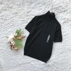 ✨タグ付き✨ ユニクロ (M) ファインメリノタートルネックセーター 半袖 黒