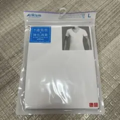 新品ユニクロ　エアリズムデオドラントメッシュVネックT半袖MEN L