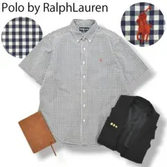 【美品】 90s ラルフローレン 半袖 B.D. シャツ LL ギンガムチェック