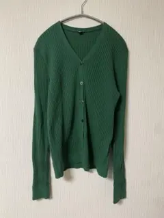 ユニクロ　エクストラファインメリノリブショートカーディガン グリーン ＸＬ