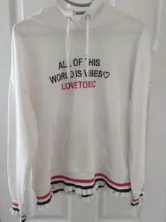 LOVETOXIC 　160　フード付きホワイトパーカー