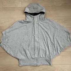 グレー　ポンチョ　パーカー