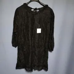 レース素材 黒 エプロン ポケット付き