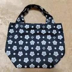 MARY QUANTフラワープリント エコバッグ 黒