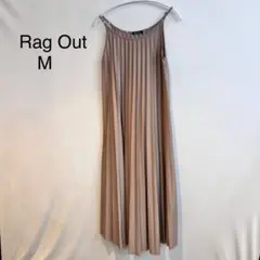 M950 Rag Out ベージュ プリーツ キャミワンピース M ロング丈