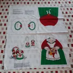 USA ヴィンテージ　クリスマス　プリント ファブリック パネル 　リメイク