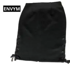 （アンビー）ENVYM タイトスカート　サイド編み込み　スウェット生地　M 黒のサムネイル