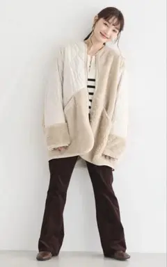 AMERICAN HOLIC キルポカボアMixキルティングコート L