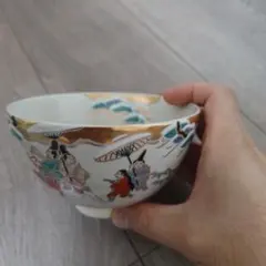 骨董　古薩摩　薩摩焼　美人と猫　手鞠　金彩　色絵　茶器　茶碗　１客 骨董 古薩摩 薩摩焼 美人と猫 手鞠 金彩 色絵 茶器 茶碗 1客 - メルカリ