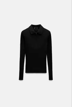 ZARA リブ編みポロネックTシャツ