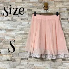 スカート　シフォン　ミニ　フレア　ピンク　小花柄　S　春夏　かわいい
