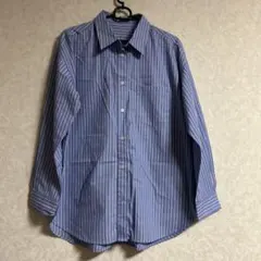 ジーユー　GU ブルーシャツ　ストライプシャツ　サックスブルー　白　長袖