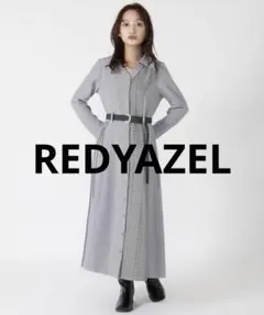 【美品】REDYAZELブロッキングチェックシャツワンピース Aライン プリーツ
