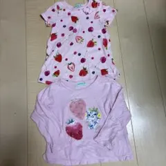 ハッカキッズ　いちご柄Tシャツ2枚セット