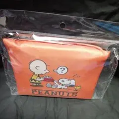 スヌーピー　折りたたみ　保冷バッグ　ファスナー付　エコバッグ　オレンジ系