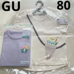 GU BABY 半袖　カンタンTシャツ　トップス　くま　アイス　マーメイド　80のサムネイル