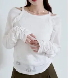 【Kastane】花柄オパールカットソー ホワイト