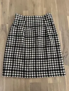 プロポーション　チェック　膝丈　タイトスカート