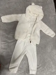 H&M くま耳フードフリースセットアップ白