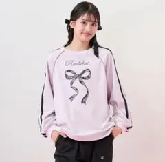 最終お値下げ新品メゾピアノジュニア レースリボンアップリケ長袖Tシャツ 150㎝