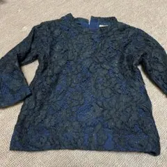 petit main ネイビー 黒レース トップス 100