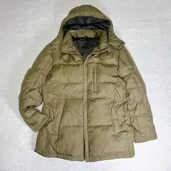 シンプルライフ　ベージュ フード付き ダウンジャケット ロング丈