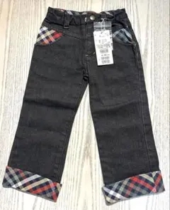 デニムパンツ 90サイズ チェック柄