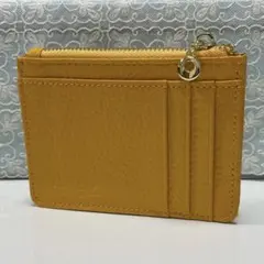 コインケース　イエロー　本革　カード入れ　小銭入れ　薄型タイプ　パスケース