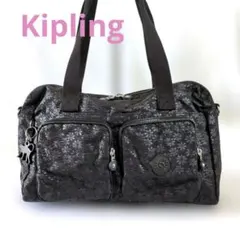 ✳️良品✳️ Kipling キプリング　ショルダーバッグ　ブラック花柄のサムネイル