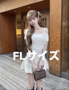 Darich ロゴケーブルワンショルニットミニワンピース アイボリー FL