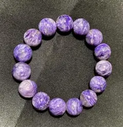 【極上品質・希少14mm】チャロアイト 大玉ブレスレット 紫繊維模様 天然石