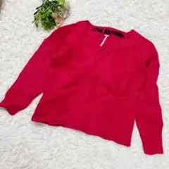 希少ペルー製 ✨Free People 【M】ピンク Vネック 長袖ニットのサムネイル