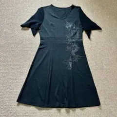 【新品試着のみ】OZZ CROCE 龍プリント チュニック シースルー袖 黒のサムネイル
