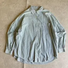 WEGO ストライプシャツ グリーン ゆったり 羽織り 体型カバー　春コーデ