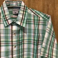 Columbia 半袖シャツ 緑系チェック柄