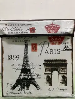 【未使用】座れる収納スツール　ボックス　30×30×30㎝ エッフェル塔