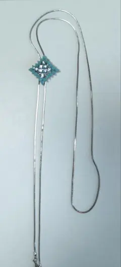 ターコイズ ダイヤモンド型 ループタイネックレス