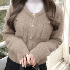 [GRL] ラメフェザーカーディガン　ニット　釦　ふんわり　フェミニン　綺麗め