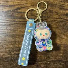 【新品未使用】【大人気】ラブブ　モンスター　ラメ入りクリアキーホルダー　ブルー