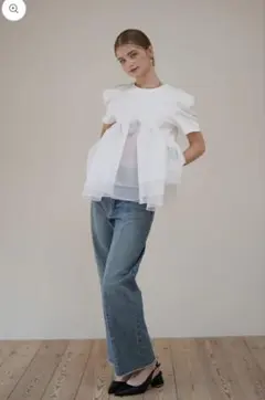 新品未使用】Acka. tulle peplum tee ホワイト - メルカリ