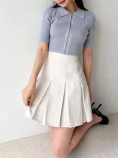 RESEXXY プリーツデザインミニスカート アイボリー