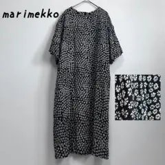 マリメッコ 小花柄 半袖ワンピース チュニック 黒白 - メルカリ