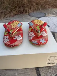 七五三　花柄草履　赤　16センチ