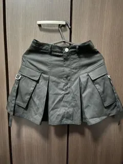 wego ダークグレー プリーツスカート サイドポケット付き